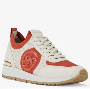 NEW WITH BOX Michael Kors ORANGE and Cream Sneakers